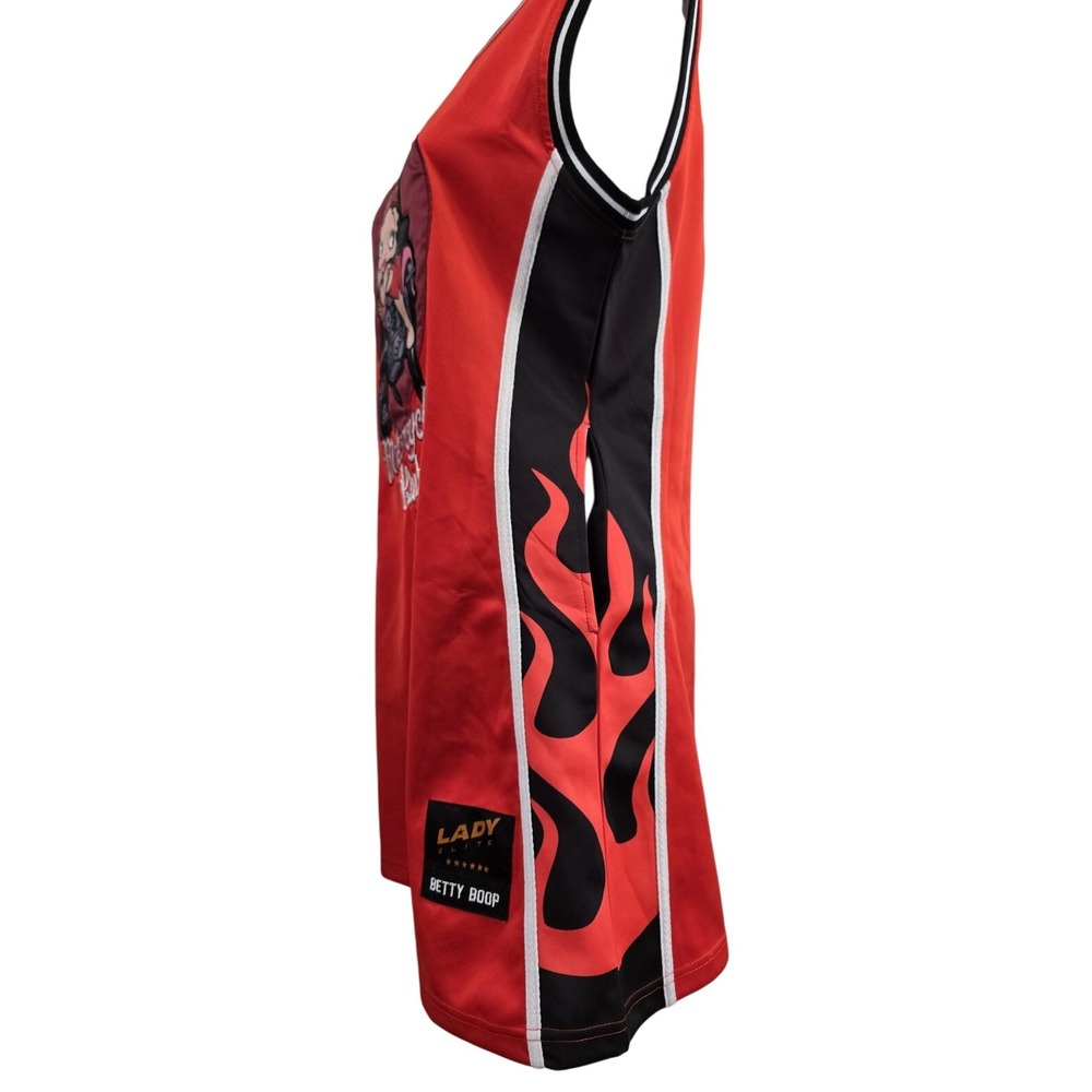 Betty Boop Racer Motorcycle Club Flame Mini Dress/ Tunic Lady Elite XL Red Black - Picture 5 of 11